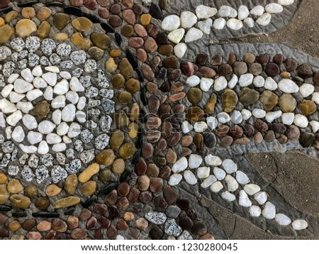 Beautiful stone pattern with drawings. Close up