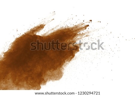 Dry soil explosion isolated on white background.