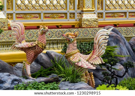 Himmapan animal statue in temple Thailand.