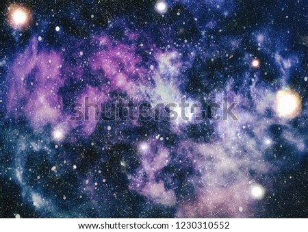 Deep space background with stardust and shining star. Milky way cosmic background. Star dust and pixie dust glitter space backdrop. Space stars and planet conceptual image.