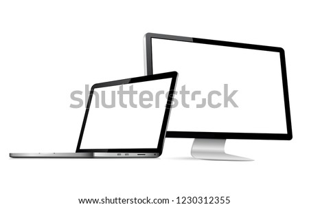 Responsive web design computer display with laptop isolated Royalty-Free Stock Photo #1230312355