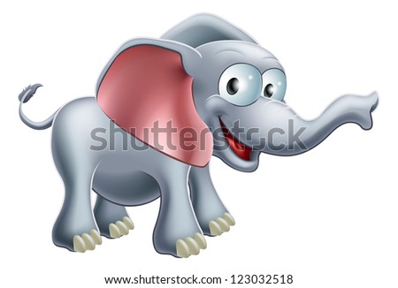 An illustration of a cute happy smiling cartoon elephant