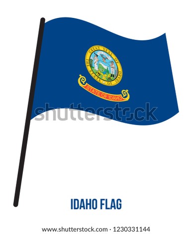 Idaho (U.S. State) Flag Waving Vector Illustration on White Background. Flag of the United States of America.