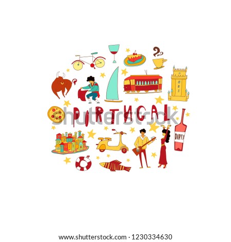 Portugal clipart collection. Unique doodle elements for design