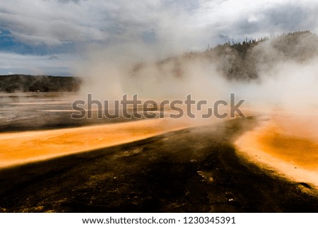 yellowstone geyser landscape
