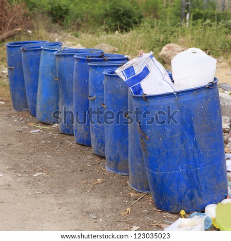 Blue trash in outdoor