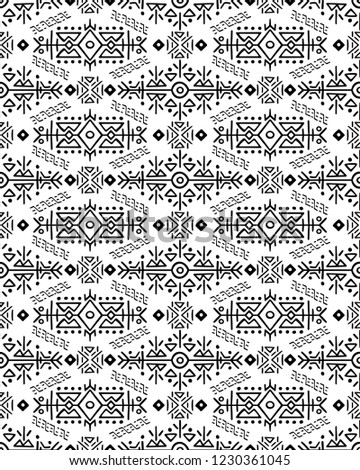 Vector Seamless Pattern in Ethnic Style. Creative tribal endless ornament, perfect for textile design, wrapping paper, wallpaper or site background. Trendy hand drawn boho tile.