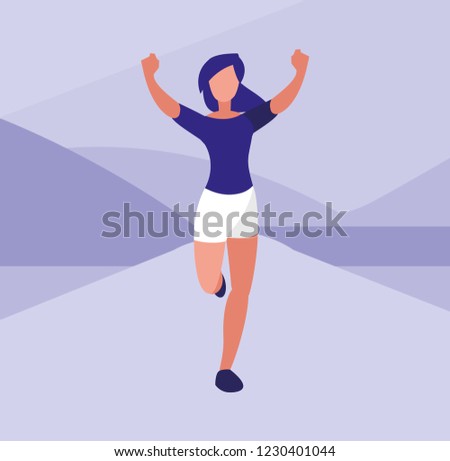 Woman in running race design