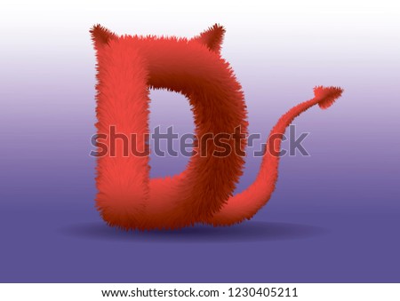 Realistic 3d fur red letter in vector