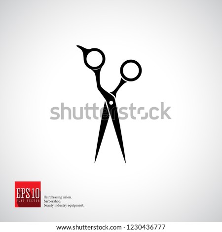 Hairdressers scissors black isolated vector icon. Hairdresser, fashion salon and barber sign collection 
equipment.