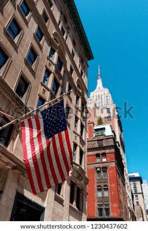american flag on building