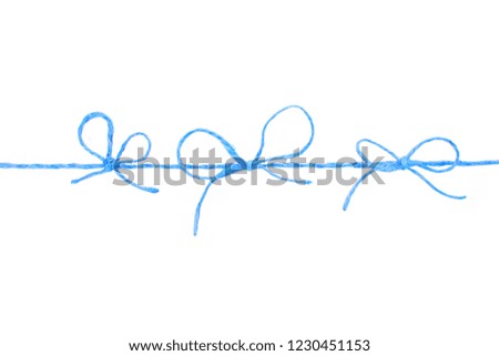 
Blue rope with bows isolated on white background