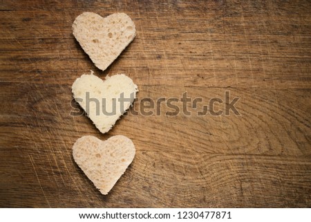  heart shape cutted from toast bread  