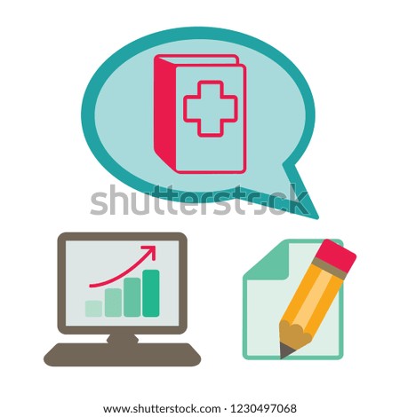 Book vector illustration. Book icon with medical cross symbol