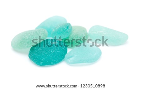 pieces of sea glass isolated on white background  Royalty-Free Stock Photo #1230510898