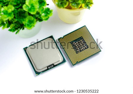 CPU (Central Processing Unit) or Microchip Computer  on white background