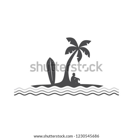 tropical island beach vacation sign symbol vector art