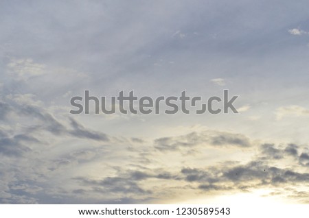 the cloudy and evening time sky in sunset