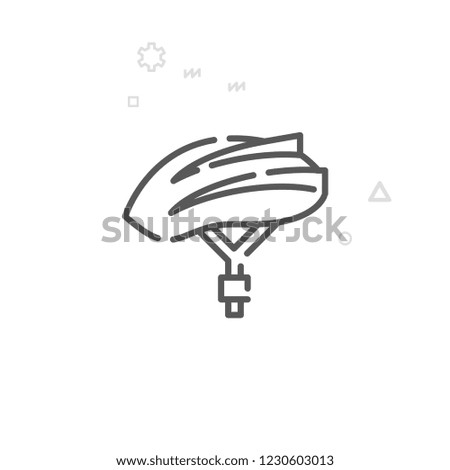 Bike Helmet Vector Line Icon. Bicycle Accessory Symbol, Pictogram, Sign. Light Abstract Geometric Background. Editable Stroke. Adjust Line Weight. Design with Pixel Perfection.