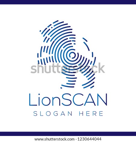 lion Scan Technology Logo vector Element. Animal Technology Logo Template