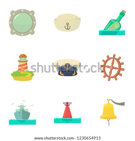 Old salt icons set. Cartoon set of 9 old salt vector icons for web isolated on white background