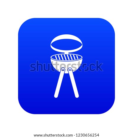 Barbecue grill icon digital blue for any design isolated on white vector illustration