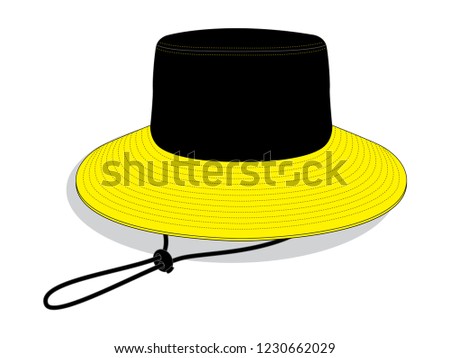 Two-Tone Yellow-Black Bucket Hat with Cord and Stopper Toggle Design, Vector File