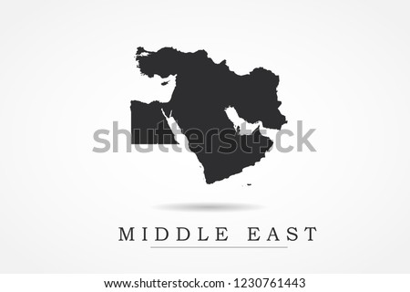 Middle East Map- World Map International vector template with black color isolated on white background - Vector illustration eps 10 Royalty-Free Stock Photo #1230761443