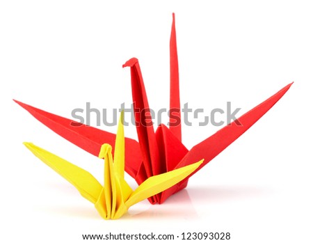 red and yellow origami bird