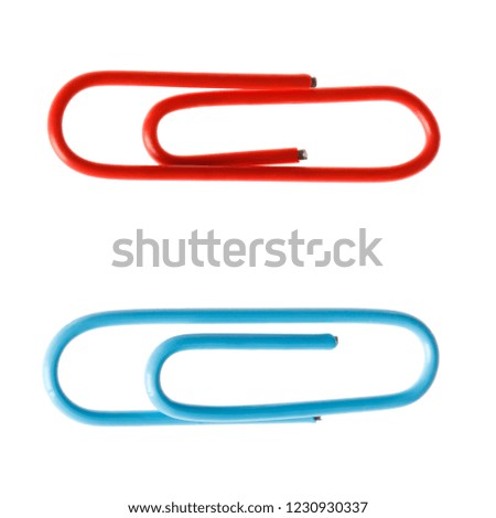 Multicolored paper clips isolated on white background