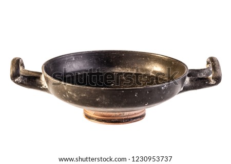 Daunian Canosan kylix, Terracotta, Subgeometric style isolated over a white background
