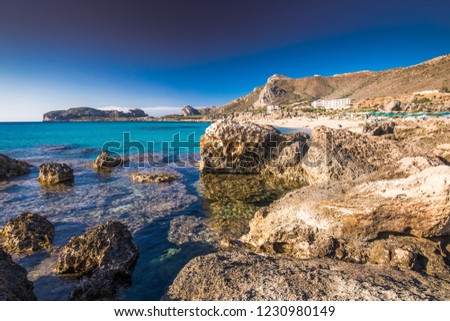 Falassarna beach on Crete island with azure clear water, Greece, Europe.