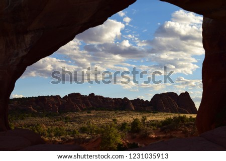 View from Broken arch near sand dune arch trail, arches national park, usa