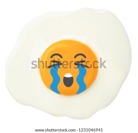 Cartoon Emoji Egg Illustration. Set of Emoticon. Breakfast, Meal, Fried Eggs Food Icon Concept. Vector Isolated Egg Illustration on White.