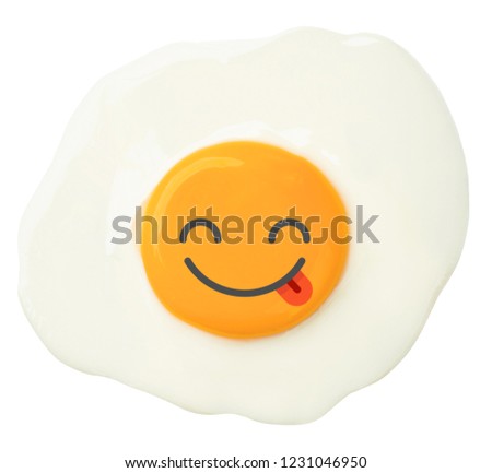 Cartoon Emoji Egg Illustration. Set of Emoticon. Breakfast, Meal, Fried Eggs Food Icon Concept. Vector Isolated Egg Illustration on White.