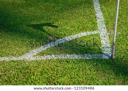 corner flag on a soccer stadium green grass