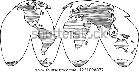  Planet Earth.Doodle globe illustration