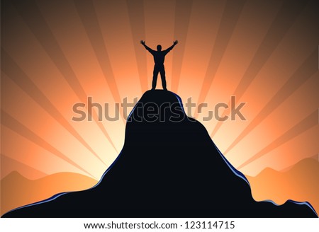 man standing on the top of mountain