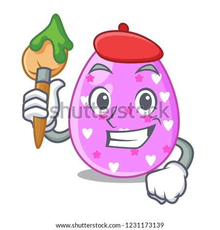 Artist easter egg cartoon clipping on path