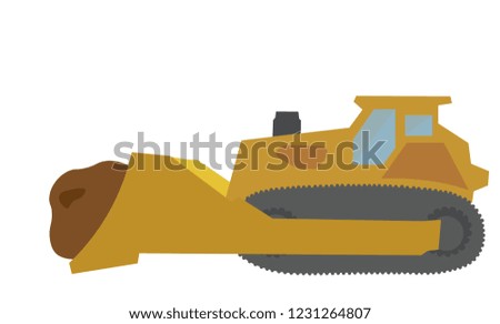Heavy bulldozer machine icon, on white background.