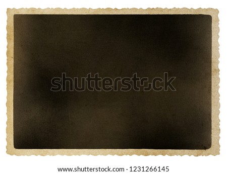 Vintage blank old black and white photo isolated on white background.
