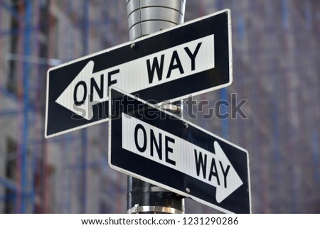 One way street sign n Manhattan, New York City, USA