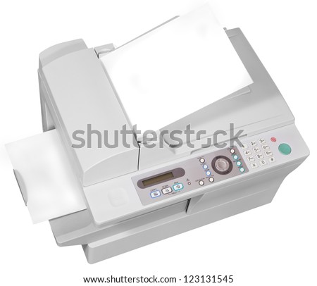 grey office multifunction device isolated on white background