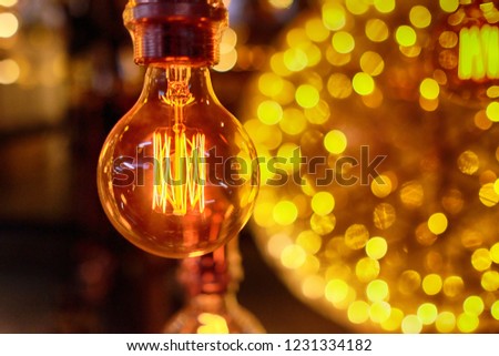 decorative incandescent lamps for interior housing, cafe, etc Royalty-Free Stock Photo #1231334182