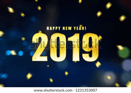 Happy New Year 2019 with colored background. Happy New Year 2019