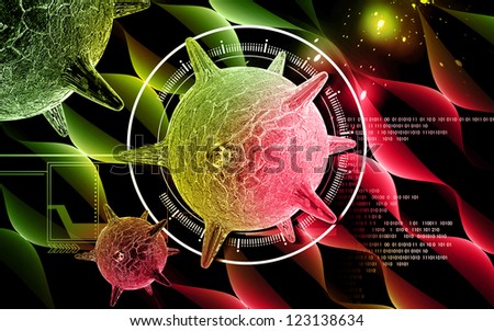Digital illustration of  herpes virus in colour  background