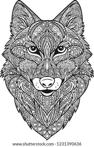 Coloring. Wolf's head