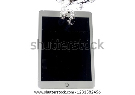 Modern large tablet under water, bad day, not photoshop
