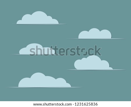 A set of blue clouds clip arts on dark background vector illustration
