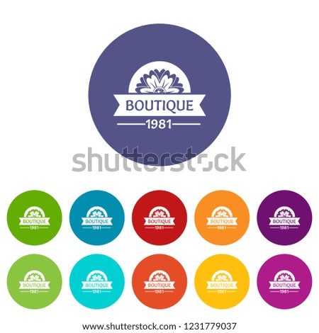 Flower boutique icons color set vector for any web design on white background